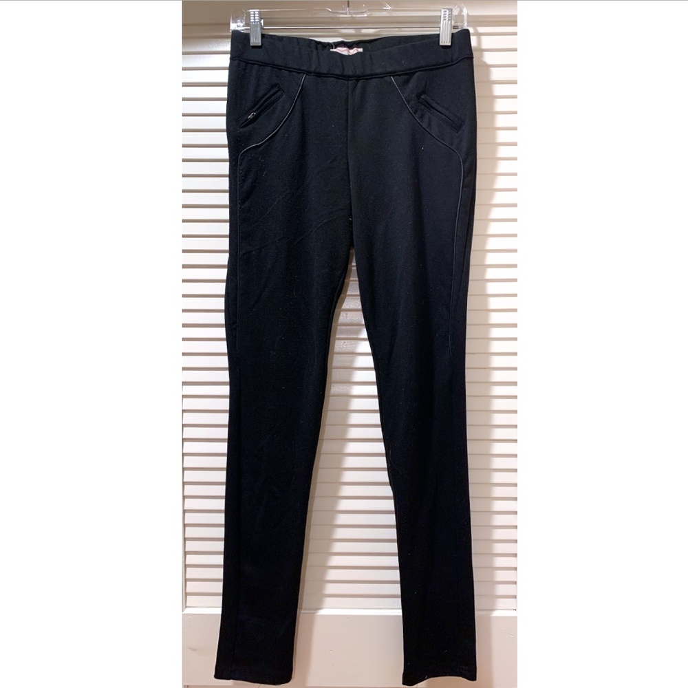 Pink Rose Black Dress Pants/Leggings with Piping